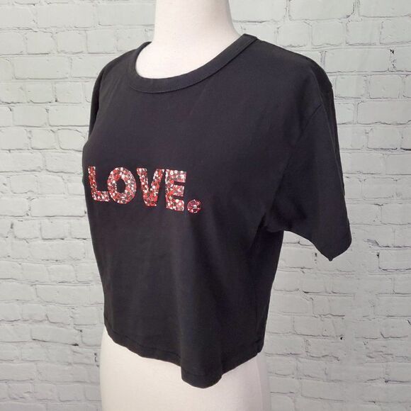 Rebecca Minkoff WESLEY love cropped tee shirt S - Picture 2 of 7